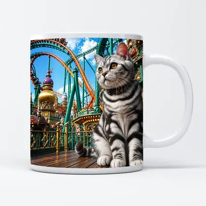 American Shorthair Cat Amusement Park Scene