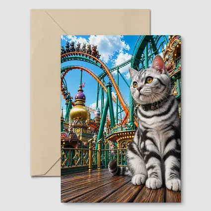 American Shorthair Cat Amusement Park Scene