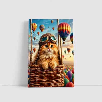 Ginger Cat Pilot Hot Air Balloons Sky