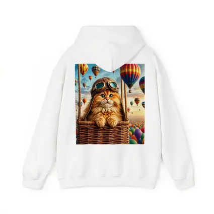 Ginger Cat Pilot Hot Air Balloons Sky