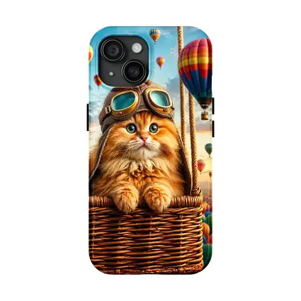 Ginger Cat Pilot Hot Air Balloons Sky