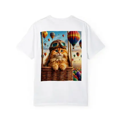 Ginger Cat Pilot Hot Air Balloons Sky