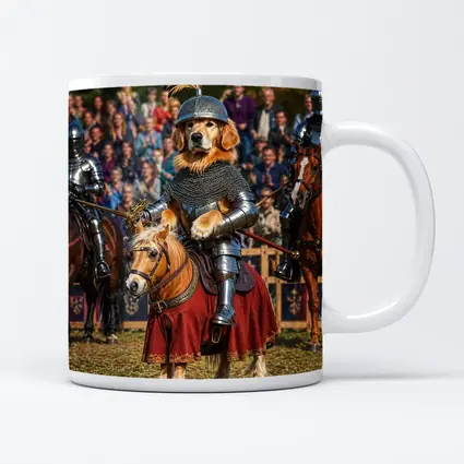 Golden Retriever Knight Medieval Tournament Crowd