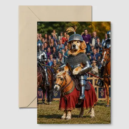 Golden Retriever Knight Medieval Tournament Crowd