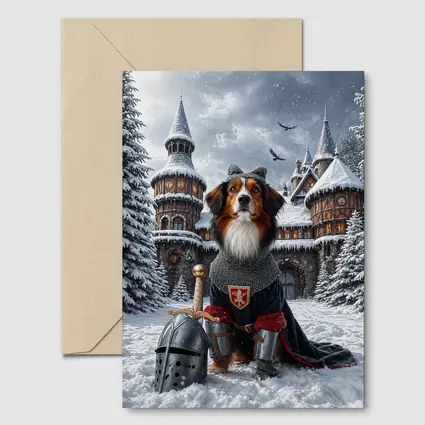 Bernese Mountain Dog Knight Snowy Castle