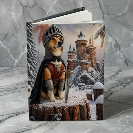 Knight Corgi Dog Medieval Castle Winter Scene