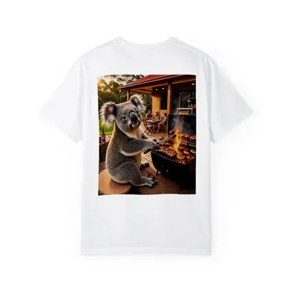 Koala Grilling Meat at Australian Backyard BBQ