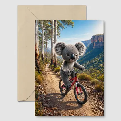 Koala Riding Bike Mountain Trail Australia