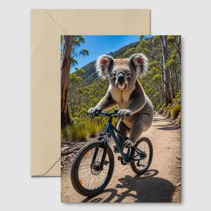 Koala Riding Mountain Bike Forest Trail