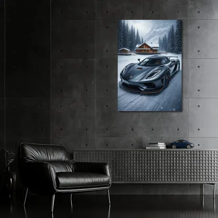 Koenigsegg Regera Matte Gray Winter Snow Scene
