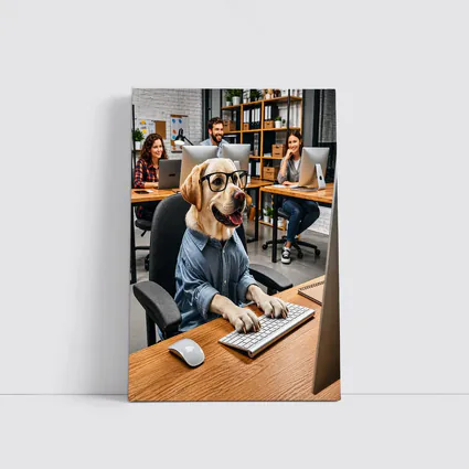 Labrador Retriever In Glasses Office Worker