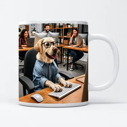 Labrador Retriever In Glasses Office Worker