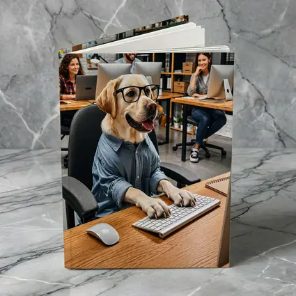 Labrador Retriever In Glasses Office Worker