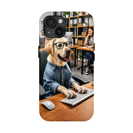 Labrador Retriever In Glasses Office Worker