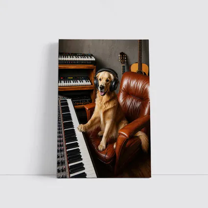 Golden Retriever Dog Music Studio Headphones