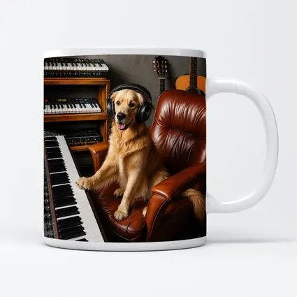Golden Retriever Dog Music Studio Headphones