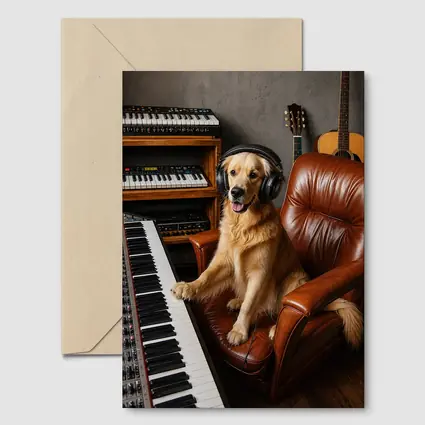 Golden Retriever Dog Music Studio Headphones