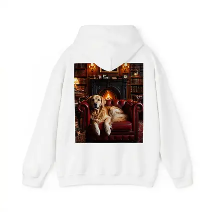 Golden Retriever Relaxing in Cozy Library