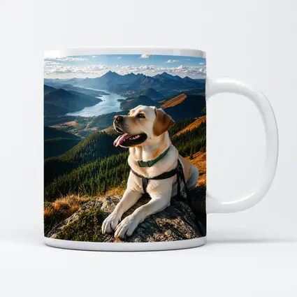Labrador Retriever Resting on Mountain Summit