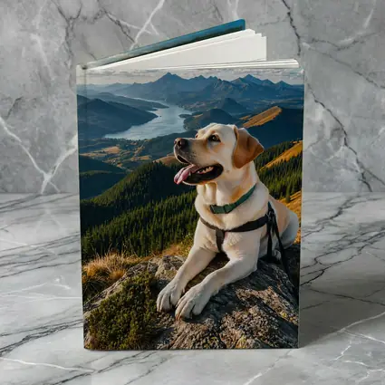 Labrador Retriever Resting on Mountain Summit