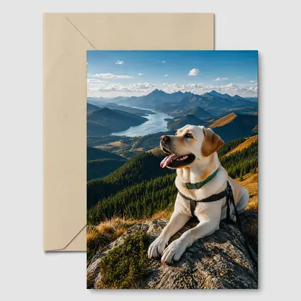 Labrador Retriever Resting on Mountain Summit