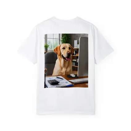 Labrador Retriever Working at Office Desk