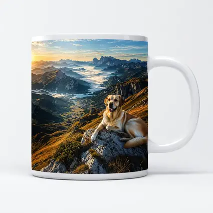 Labrador Retriever Resting on Mountain Summit