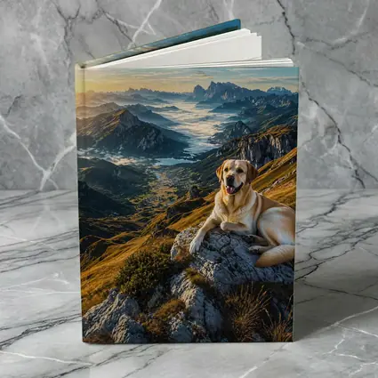 Labrador Retriever Resting on Mountain Summit