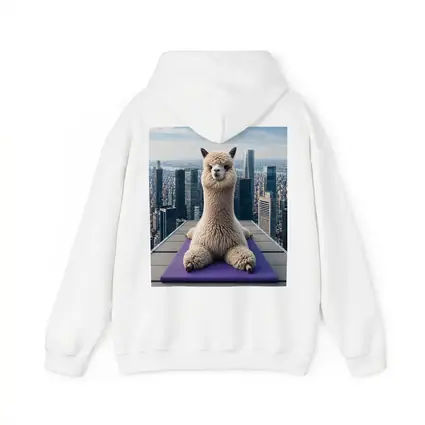 Alpaca Doing Yoga City Skyline