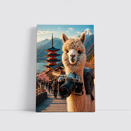 Alpaca Photographer At Japanese Pagoda