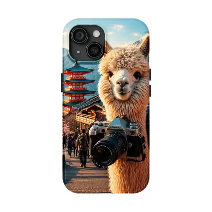 Alpaca Photographer At Japanese Pagoda