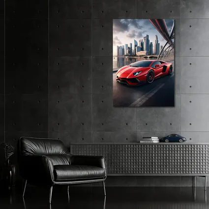 Lamborghini Aventador Red City Bridge Drive