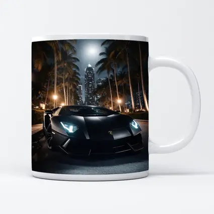 Lamborghini Aventador Black Night City Palms
