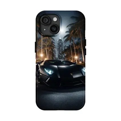 Lamborghini Aventador Black Night City Palms