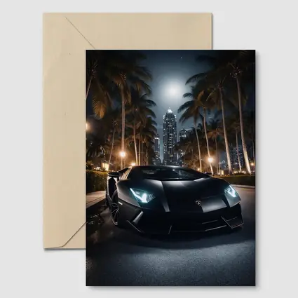 Lamborghini Aventador Black Night City Palms