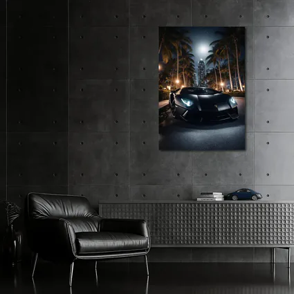 Lamborghini Aventador Black Night City Palms