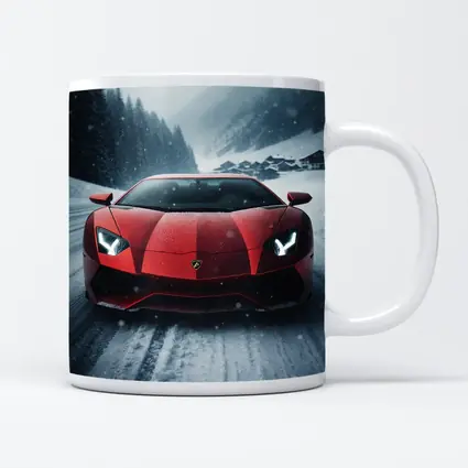 Lamborghini Aventador Red Snow Winter Drive