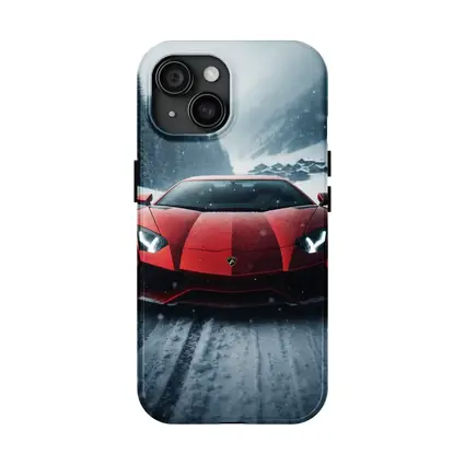 Lamborghini Aventador Red Snow Winter Drive