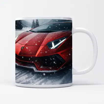 Lamborghini Aventador Red Car In Snow