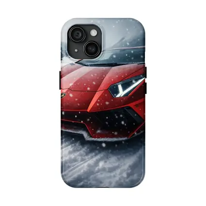 Lamborghini Aventador Red Car In Snow