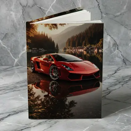 Lamborghini Gallardo Red Lake Sunset Scene