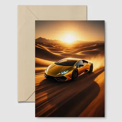 Lamborghini Huracan Speeding Through Desert Sunset