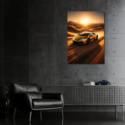 Lamborghini Huracan Speeding Through Desert Sunset