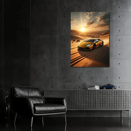 Lamborghini Huracan Racing Across Desert Sunset