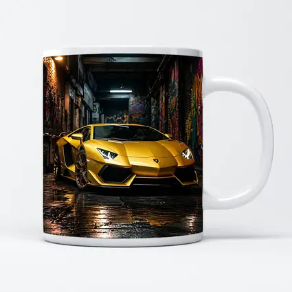 Yellow Lamborghini Aventador Graffiti Alley Night