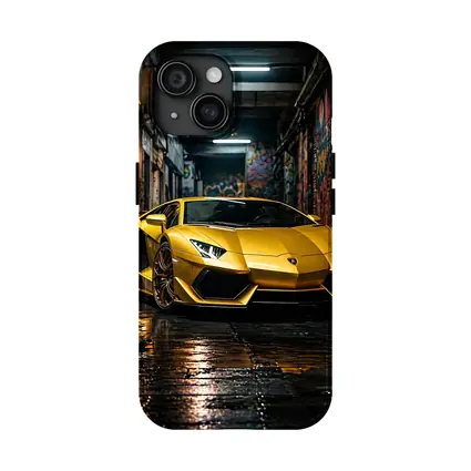 Yellow Lamborghini Aventador Graffiti Alley Night