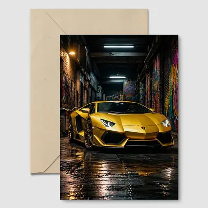 Yellow Lamborghini Aventador Graffiti Alley Night