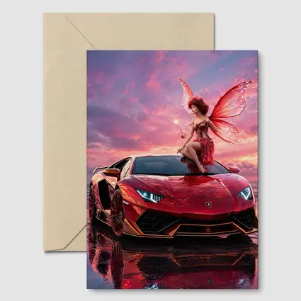 Red Lamborghini Huracan Fairy Fantasy Art