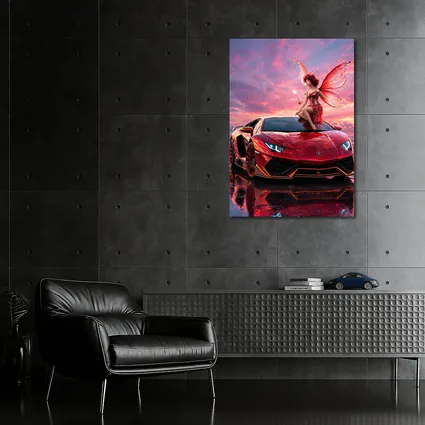 Red Lamborghini Huracan Fairy Fantasy Art