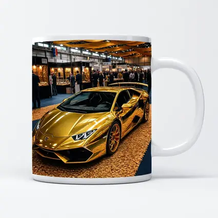 Gold Lamborghini Huracan At Luxury Car Show